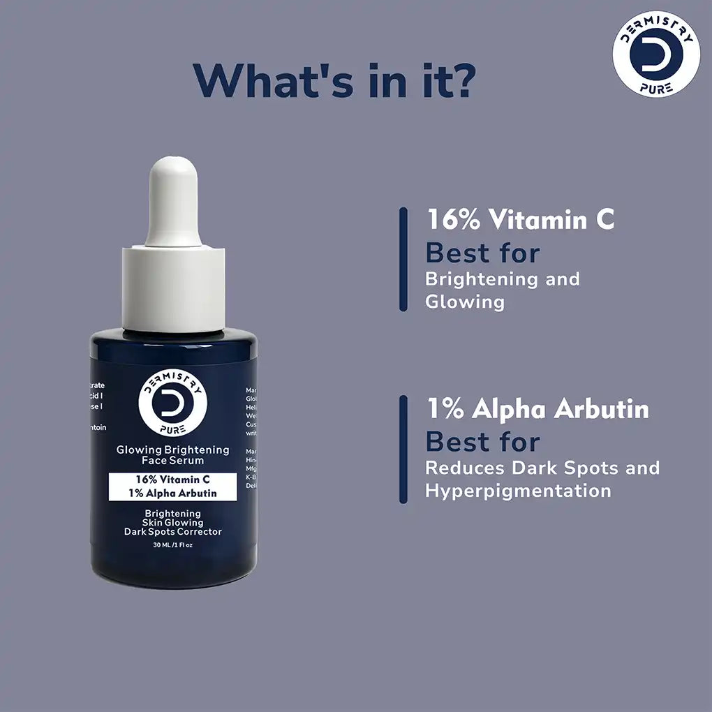 Dermistry 16% Vitamin C + 1% Alpha Arbutin Serum for Glow