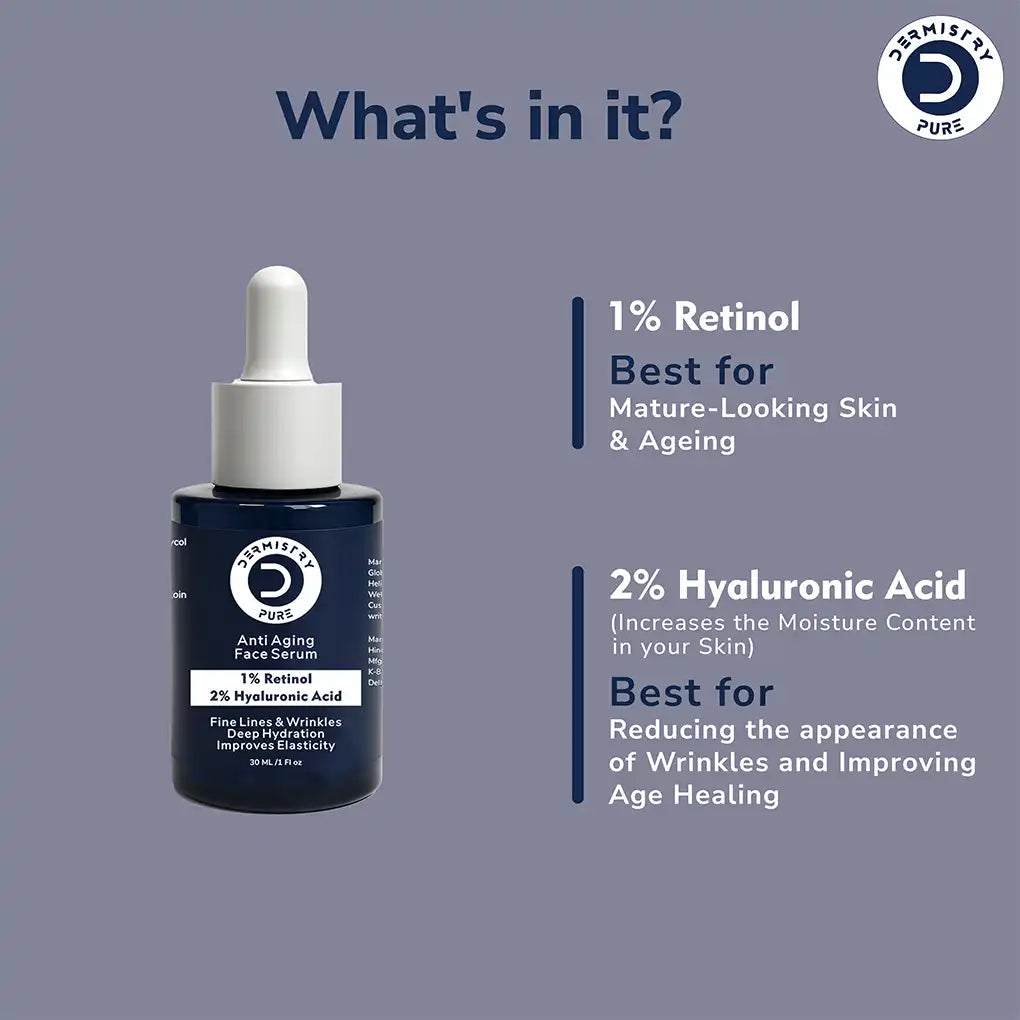 1% Retinol 2% Hyaluronic Acid Face Serum for Skin Care