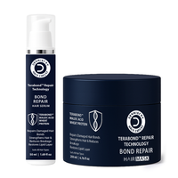 Hair serum and hair mask with Terabond branding on a white background