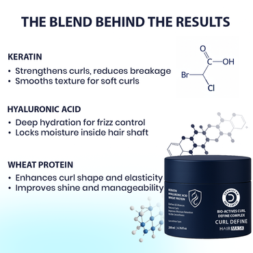 Hair mask product with ingredients listed on a white background